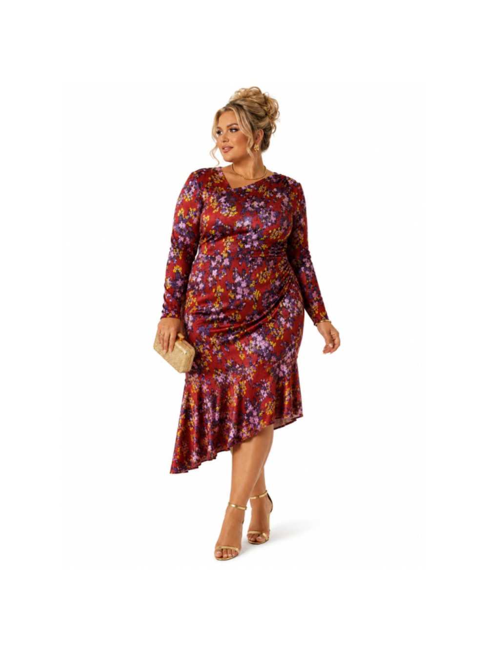 Women’s Plus Size London Times Asymmetric Long Sleeve Velour Dress–Size 16-NWT